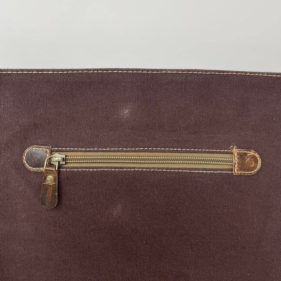 Sixtease Amythest Purple Cream Printed Canvas Brown Leather Large Crossbody Bag - Picture 6 of 10